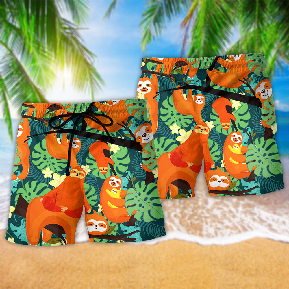 Funny Sloth Don’t Worry Don’t Hurry Art – Beach Short