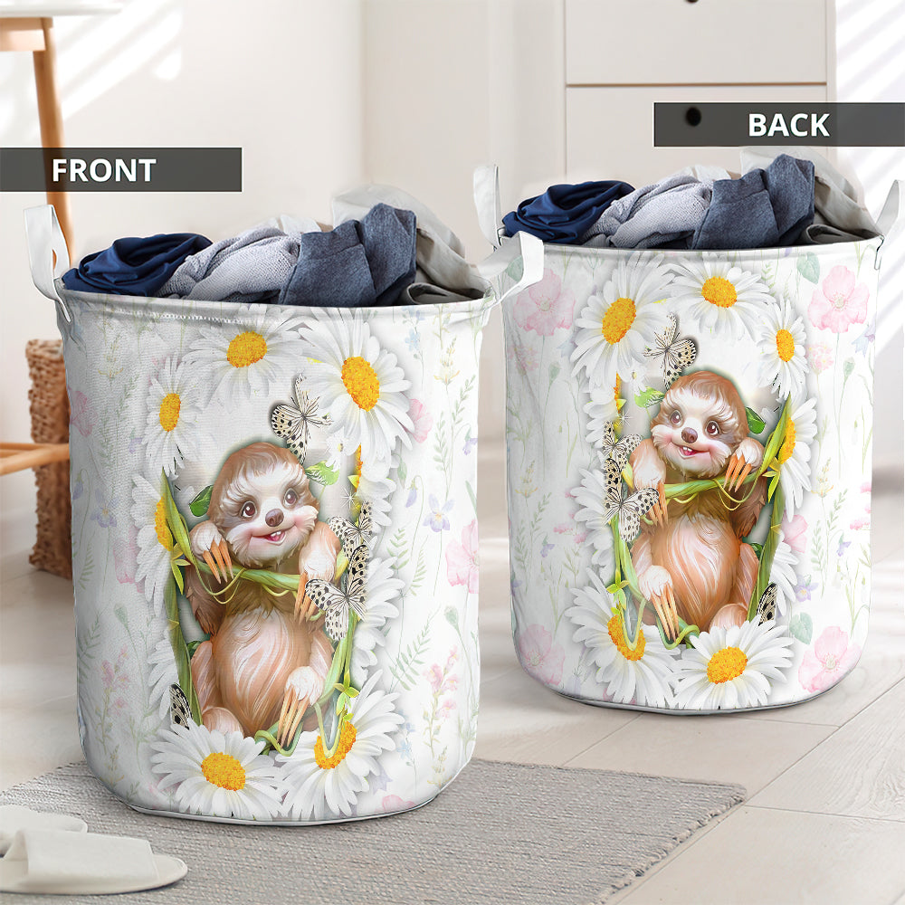 Sloth and daisy cute style - Laundry basket - LAUB01TNH240222-Owls Matrix