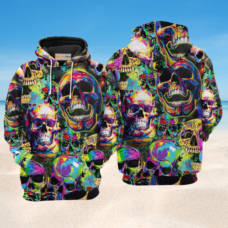 Smiley Skull Art – 3D Hoodie