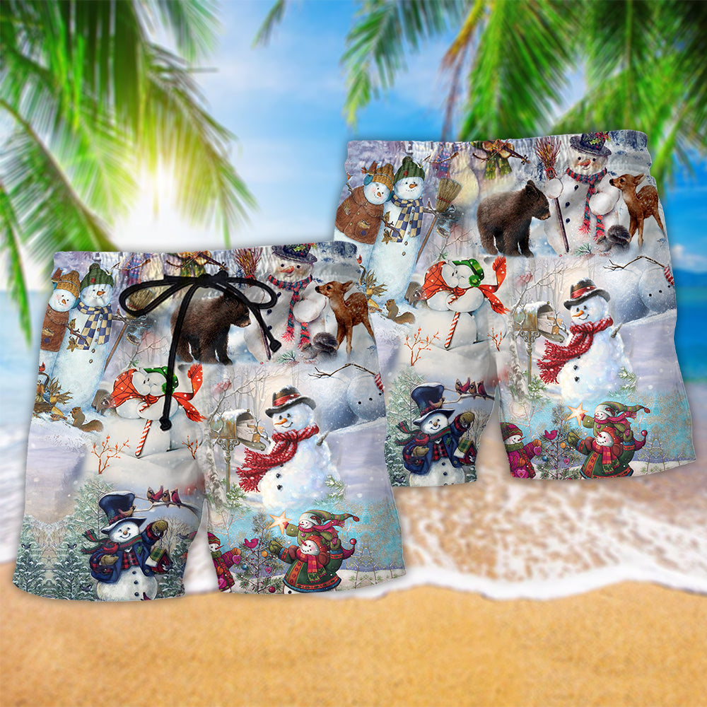 Winter Snowman World Of Snow Art – Beach Short