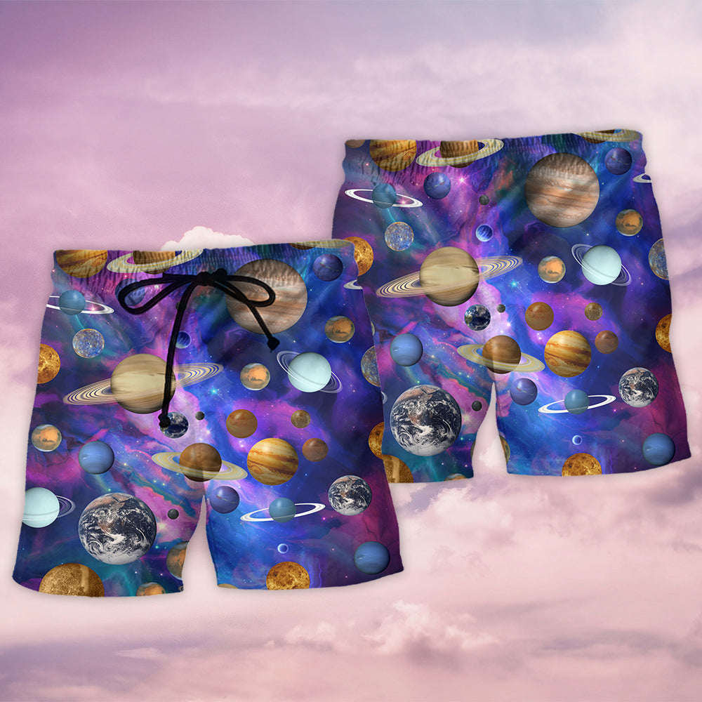 Solar System Galaxy Art Style – Beach Short