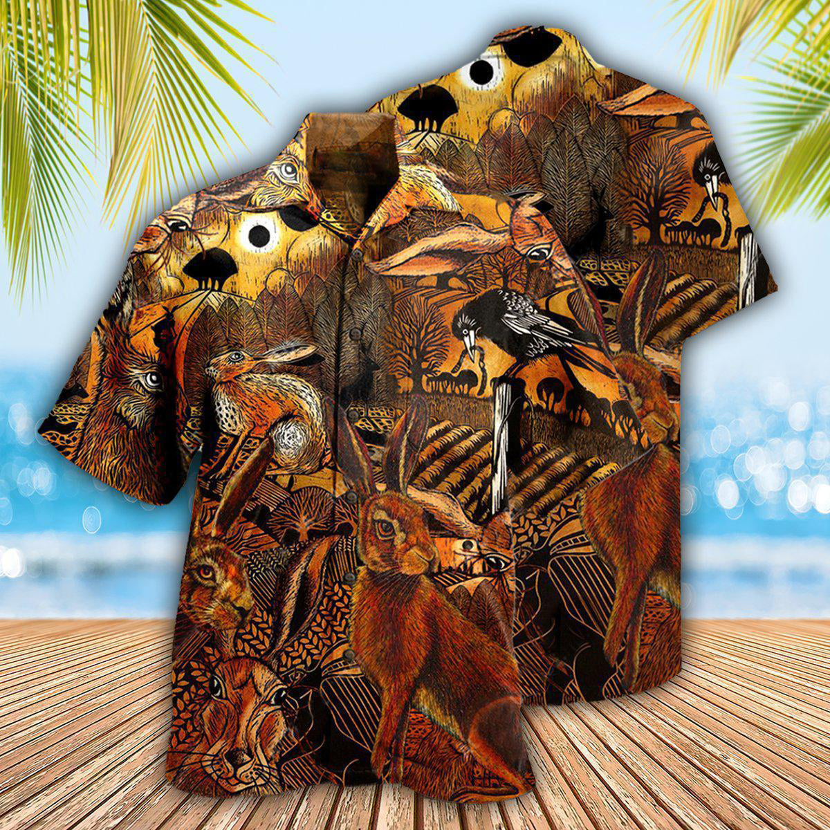 Spooky Hares In The Fields Vintage Style - Hawaiian Shirt