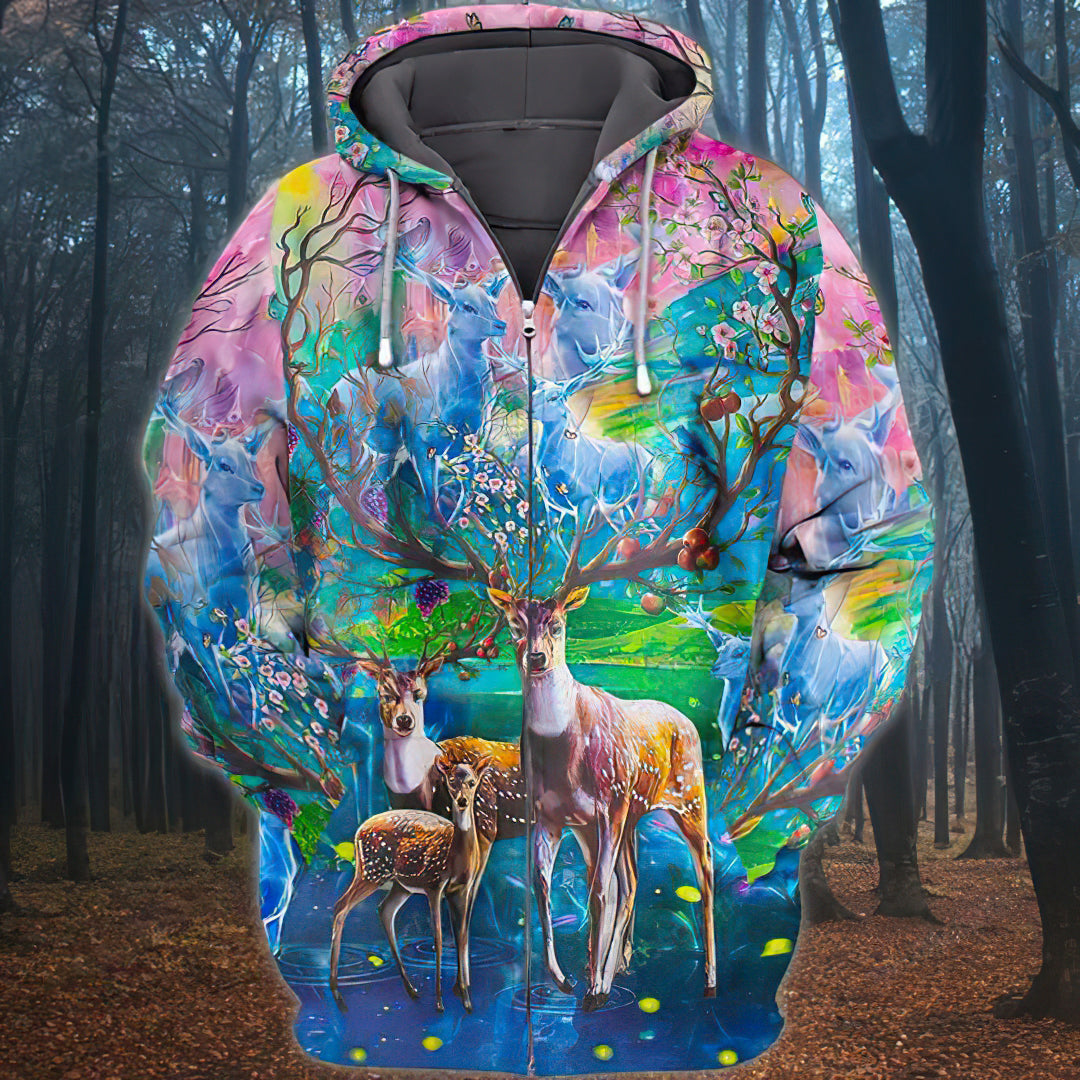 Spring Deer Nature Art – 3D Hoodie