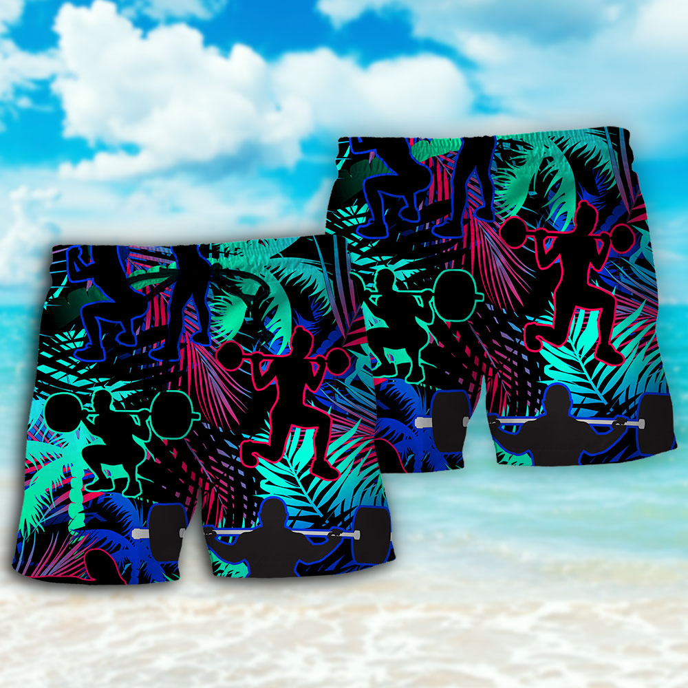 Squats Fitness Tropical Leaf Art – Beach Short