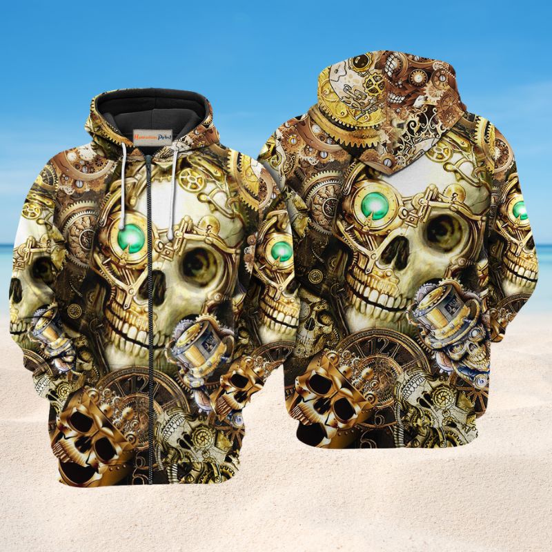 Steampunk Skull Art – 3D Hoodie