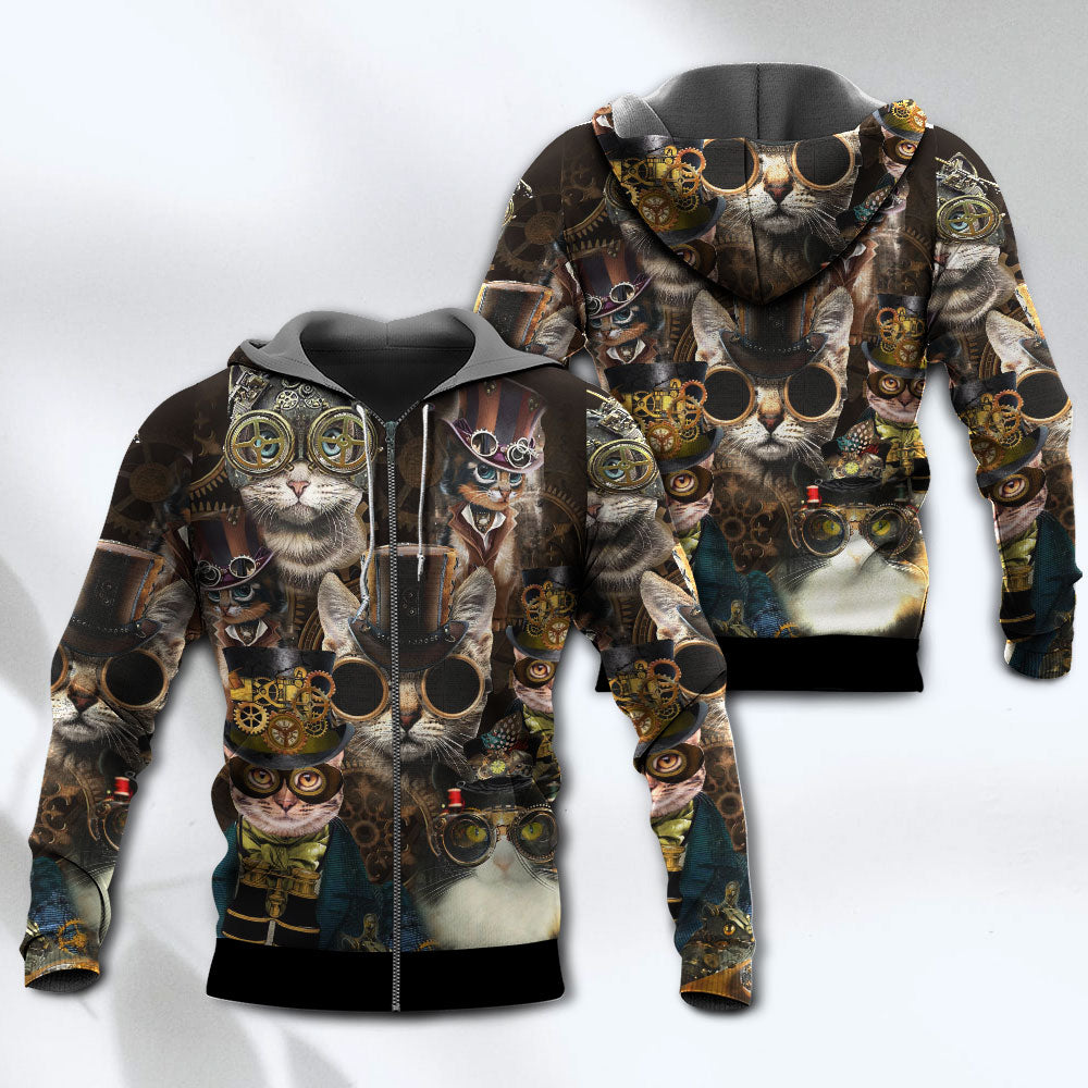 Steampunk Cat Machine Art - 3D Hoodie
