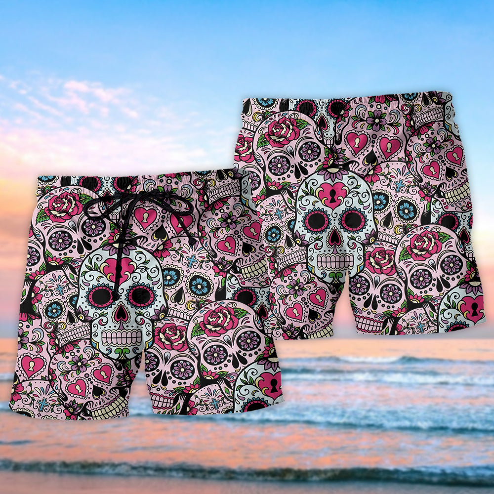 Colorful Sugar Skull Creative Mix – Beach Short