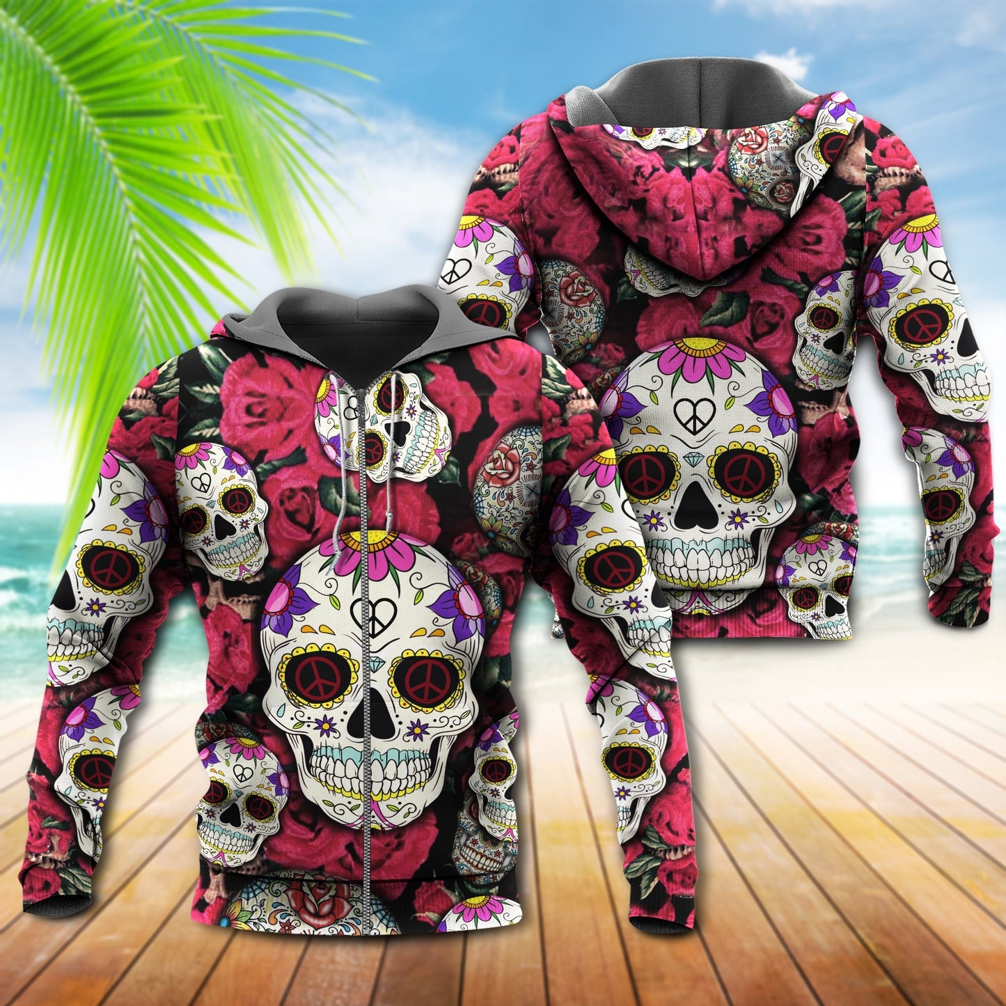 Sugar Skull Rose Art - 3D Hoodie