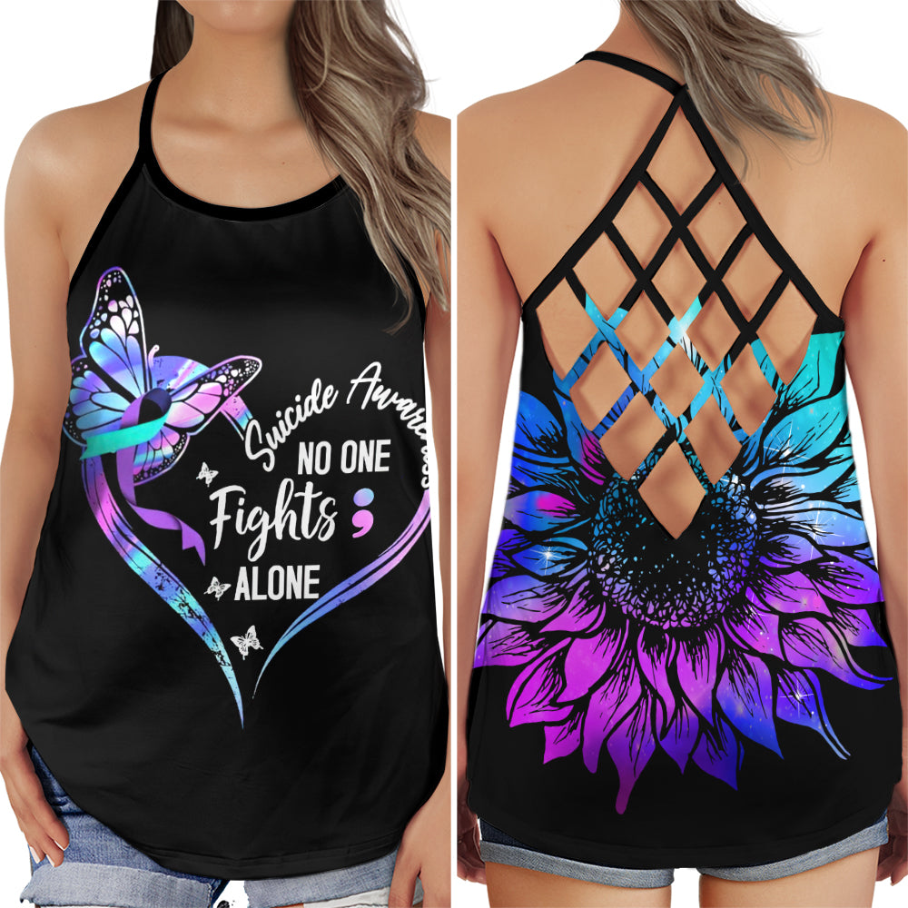 No One Fights Alone Butterfly Support - Hollow Tank Top