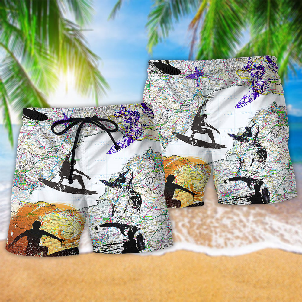 Surfing Is My Life Color Wave Art – Beach Short