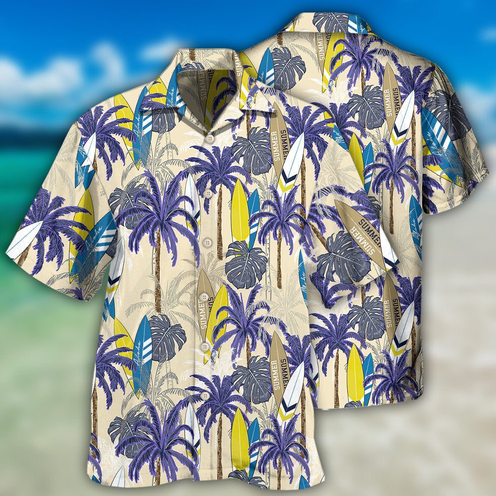 Surfing Beach Tropical Leaf Design – Hawaiian Shirt