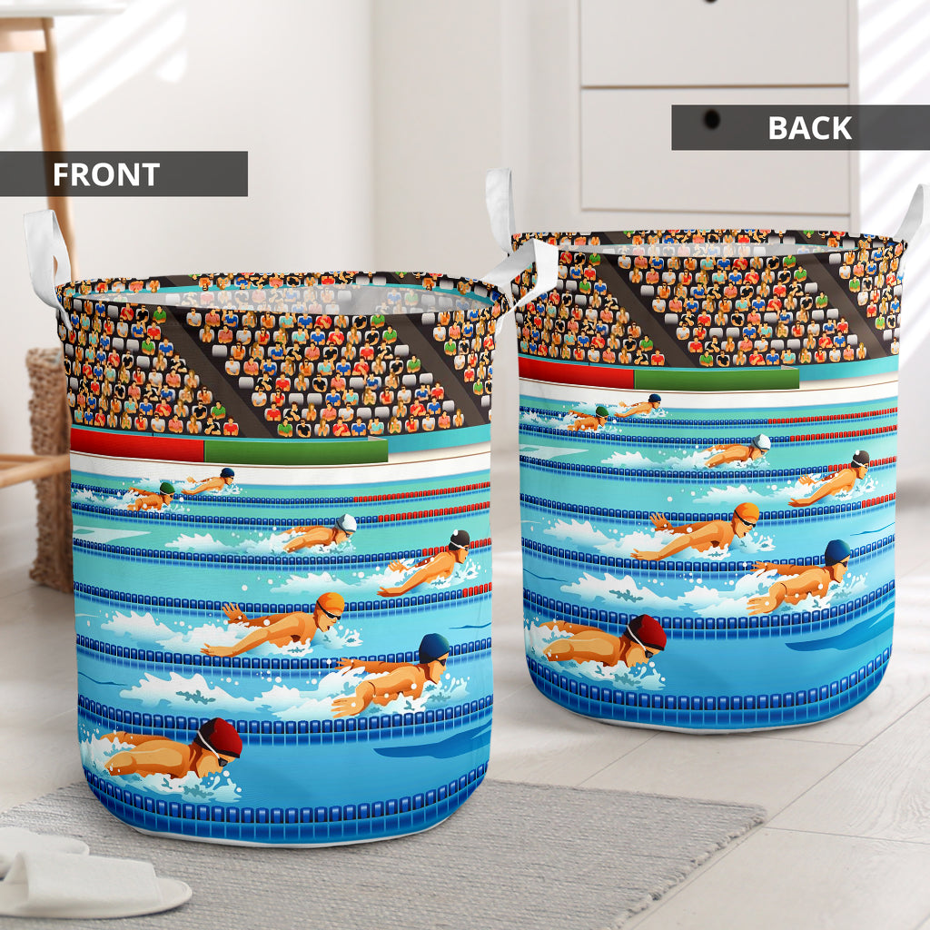 Swimming Race Blue Style - Laundry Basket - Owls Matrix LTD