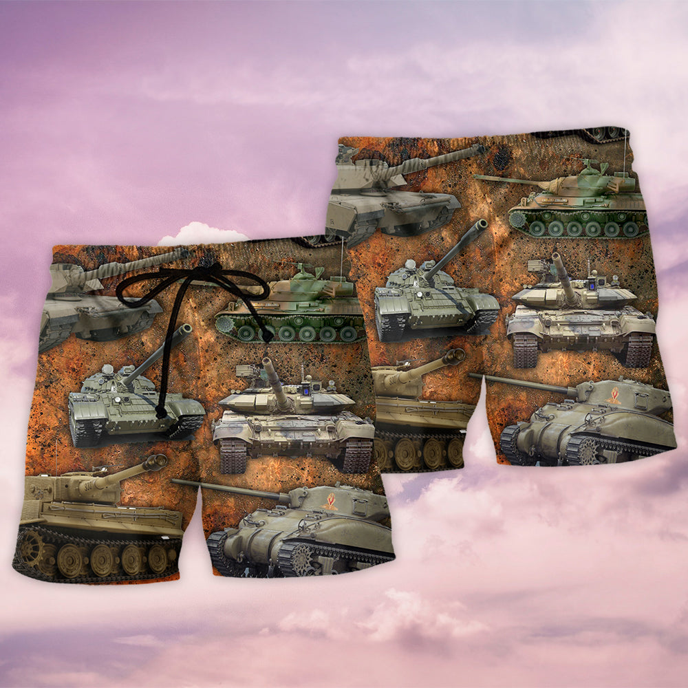 Dusty Tank Retro Vibe Art – Beach Short