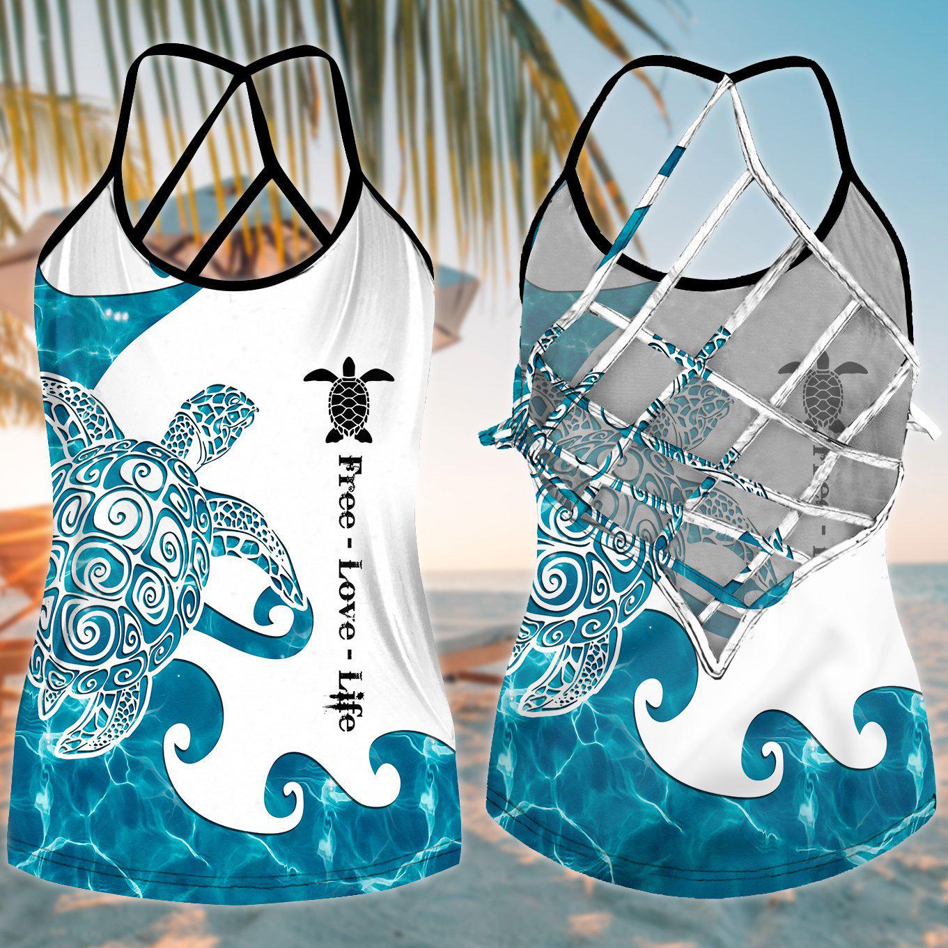 Turtle Loves Beach Loves Ocean Limited Edition 9 – Hollow Tank Top