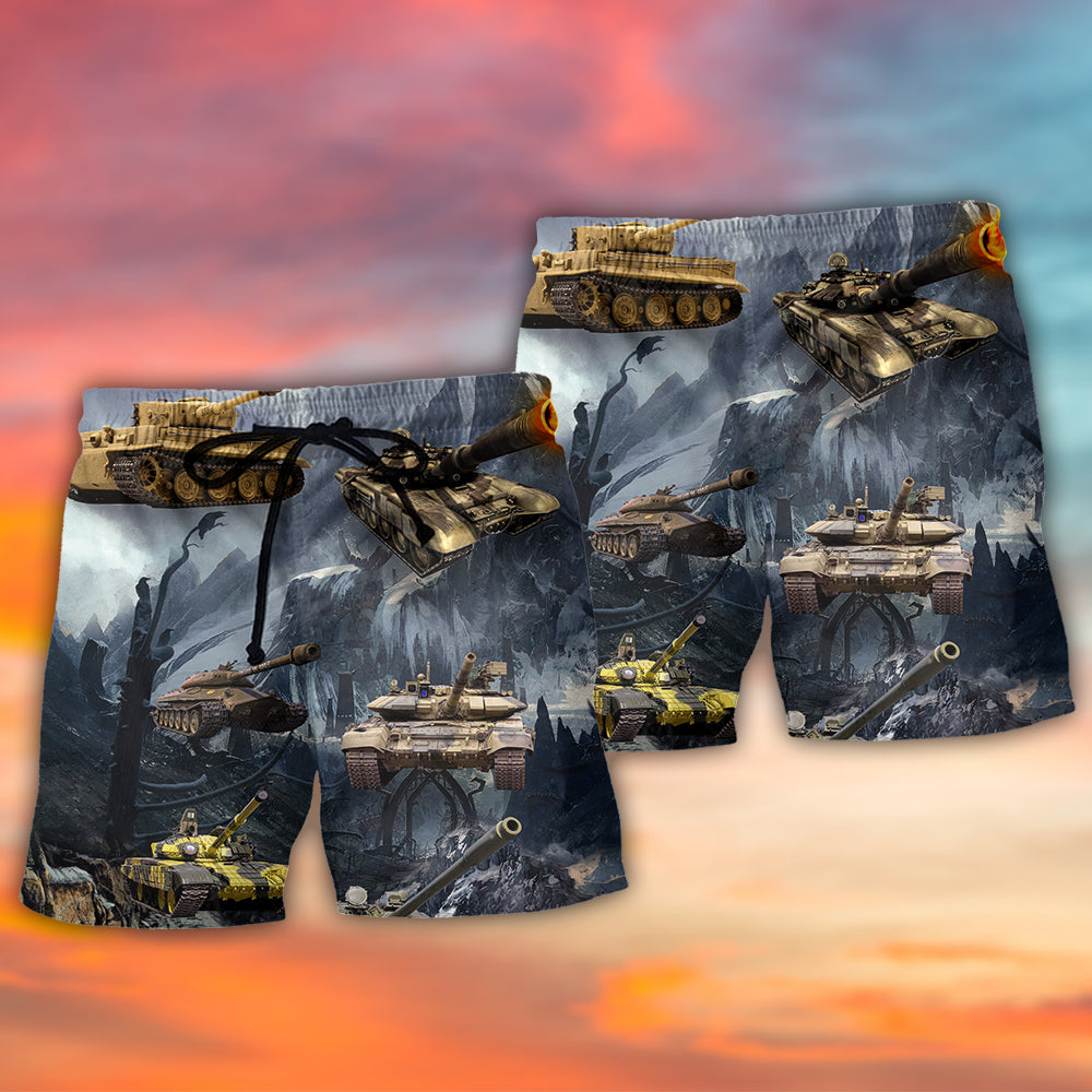 Dark Tank Military Style Art – Beach Short