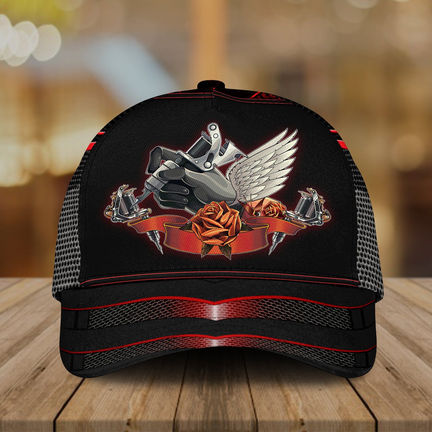 Tattoo Rose Black Background – Classic Cap