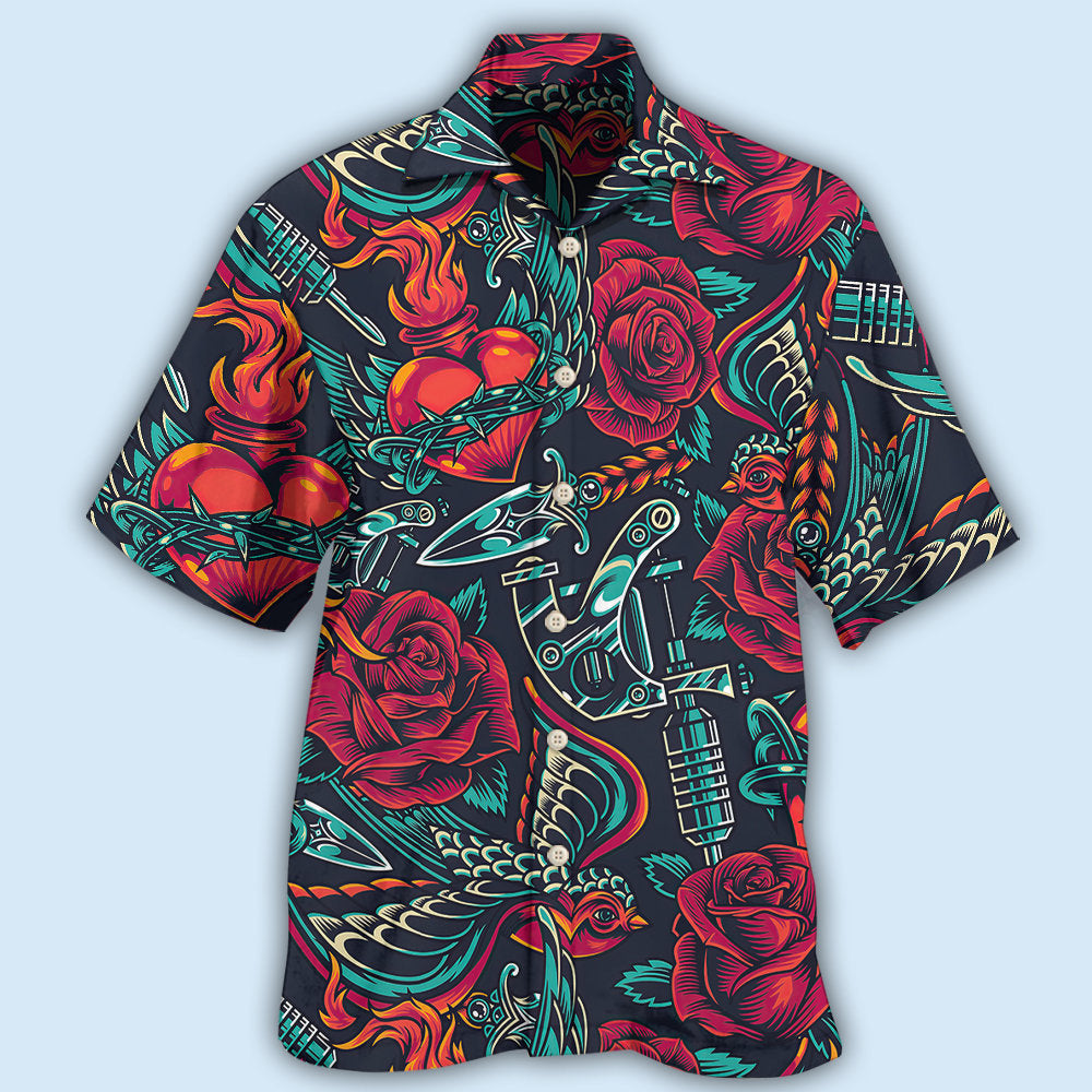 Tattoo Rose Heart Style – Hawaiian Shirt