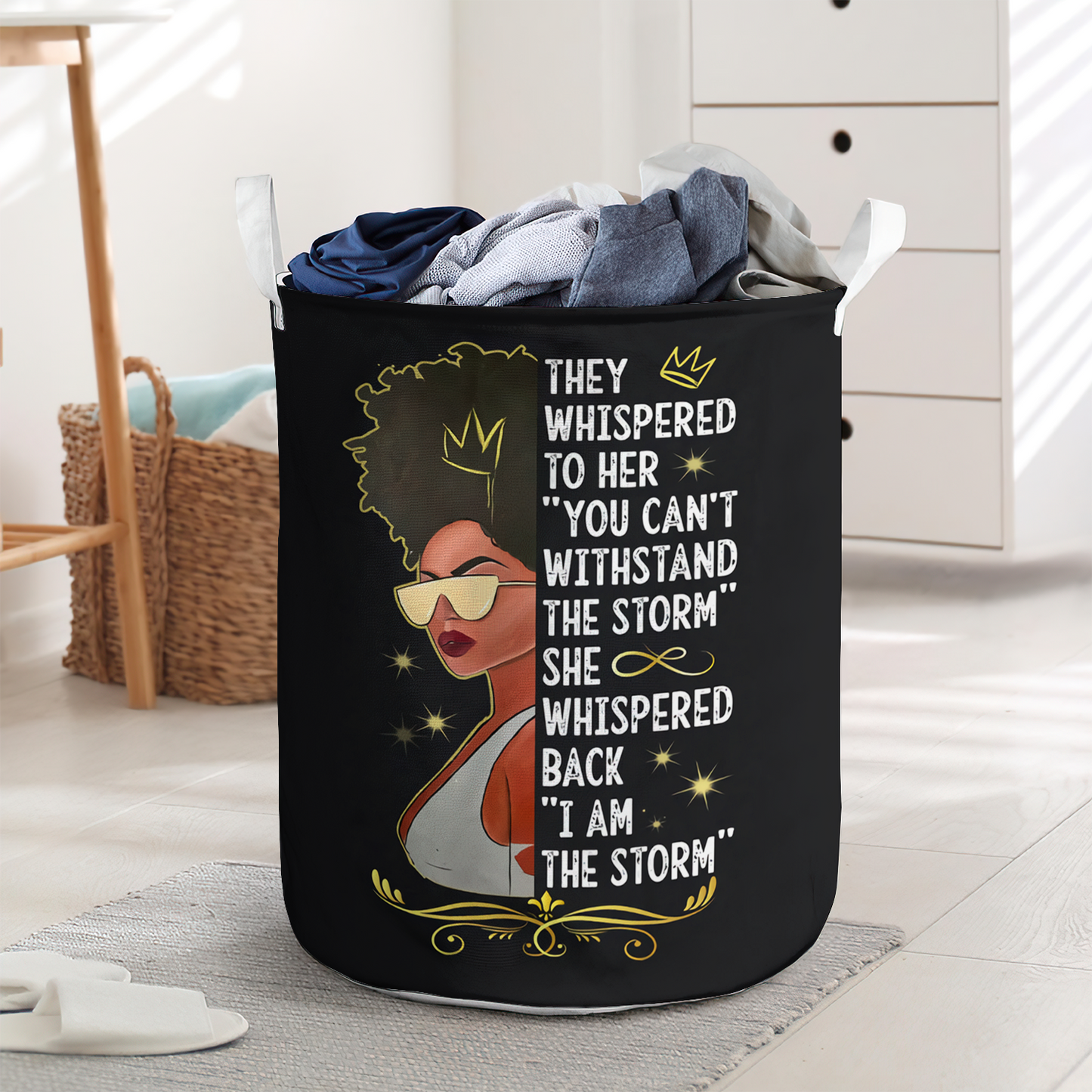 Cool girl whispered to her black woman - Laundry basket - LAUB02NGC250222-Owls Matrix