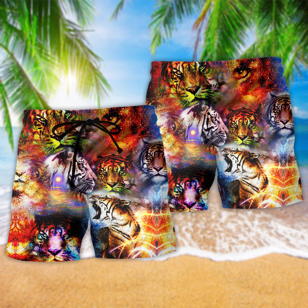 Cosmic Tiger Power Universe Art Style – Beach Short