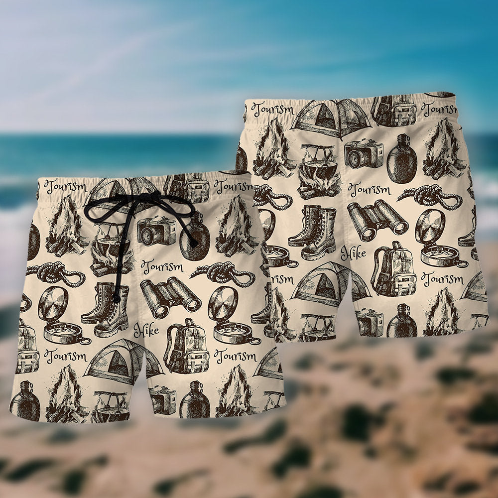 Vintage Hiking Gear Outdoor Adventure - Beach Short