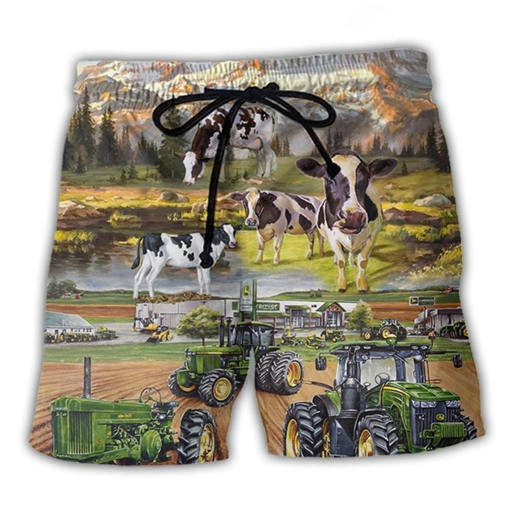 Tractor And Cow Farm Lover - Beach Short