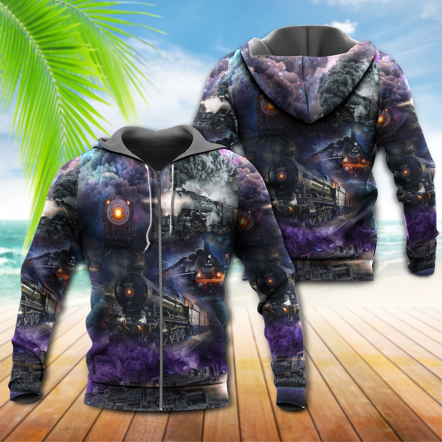 Night Train Billowing Smoke Style - 3D Hoodie