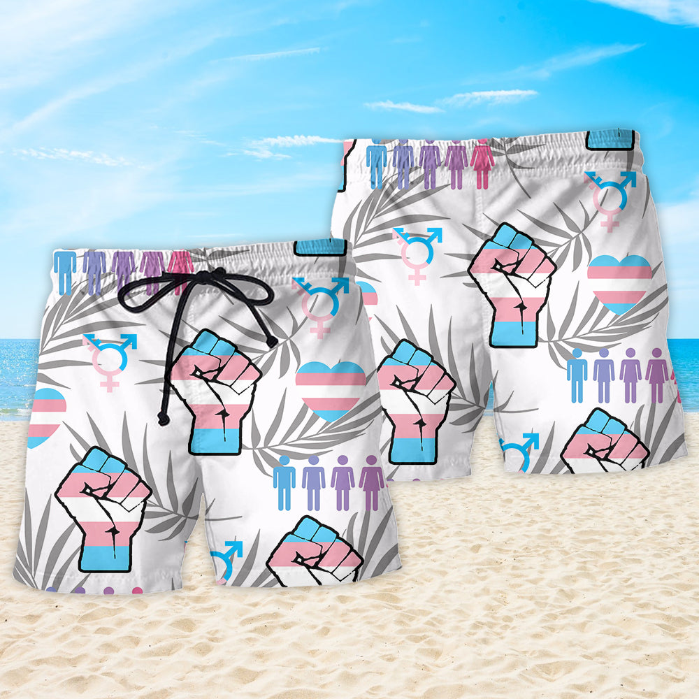 LGBT Transgender Pride Tropical Leaf - Beach Short