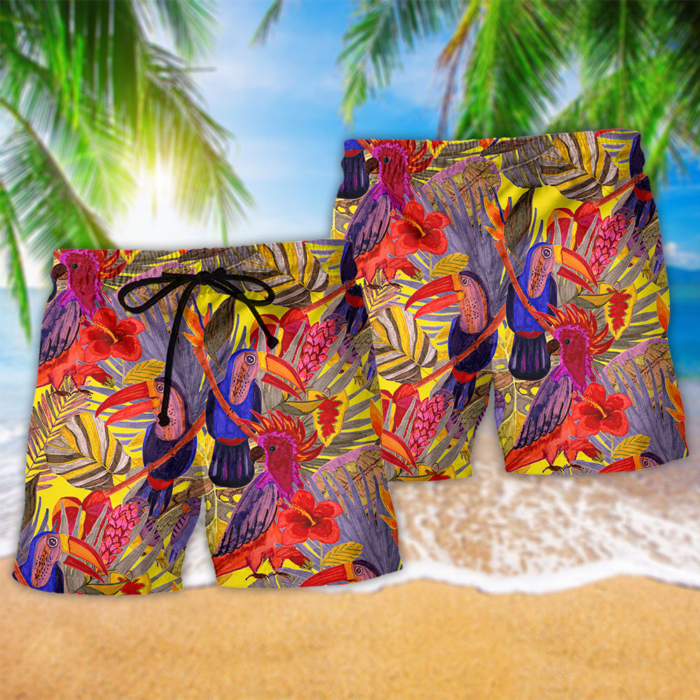 Colorful Tropical Bird – Beach Short
