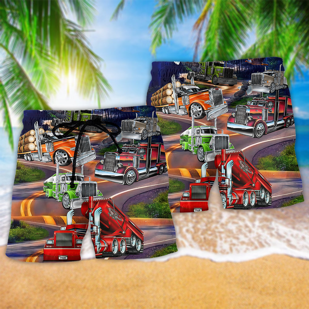 Proud Trucker Eagle Road Style – Beach Short