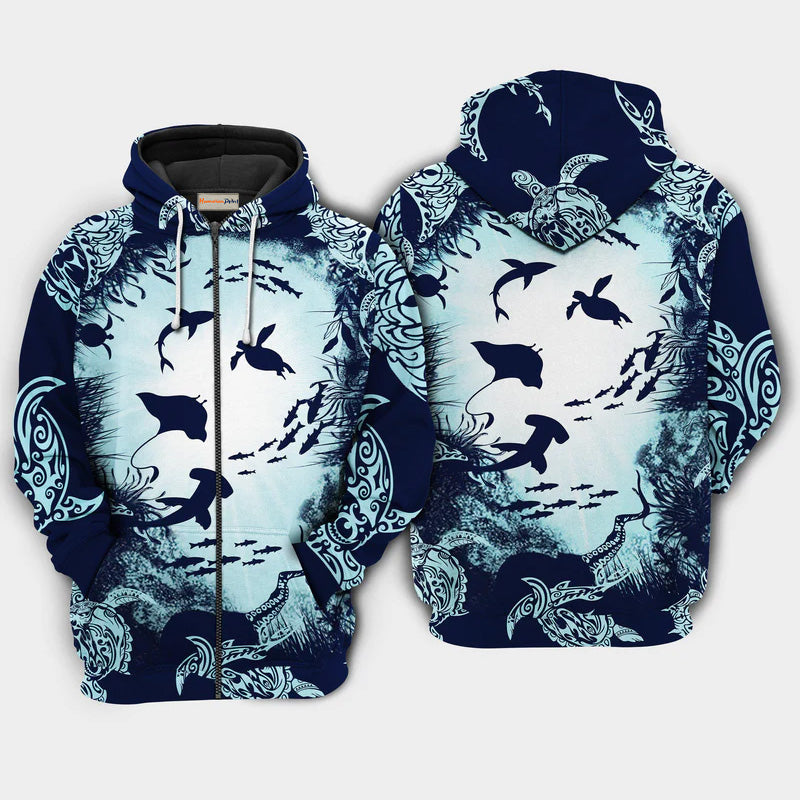 Turtle Aquarium Life Art – 3D Hoodie