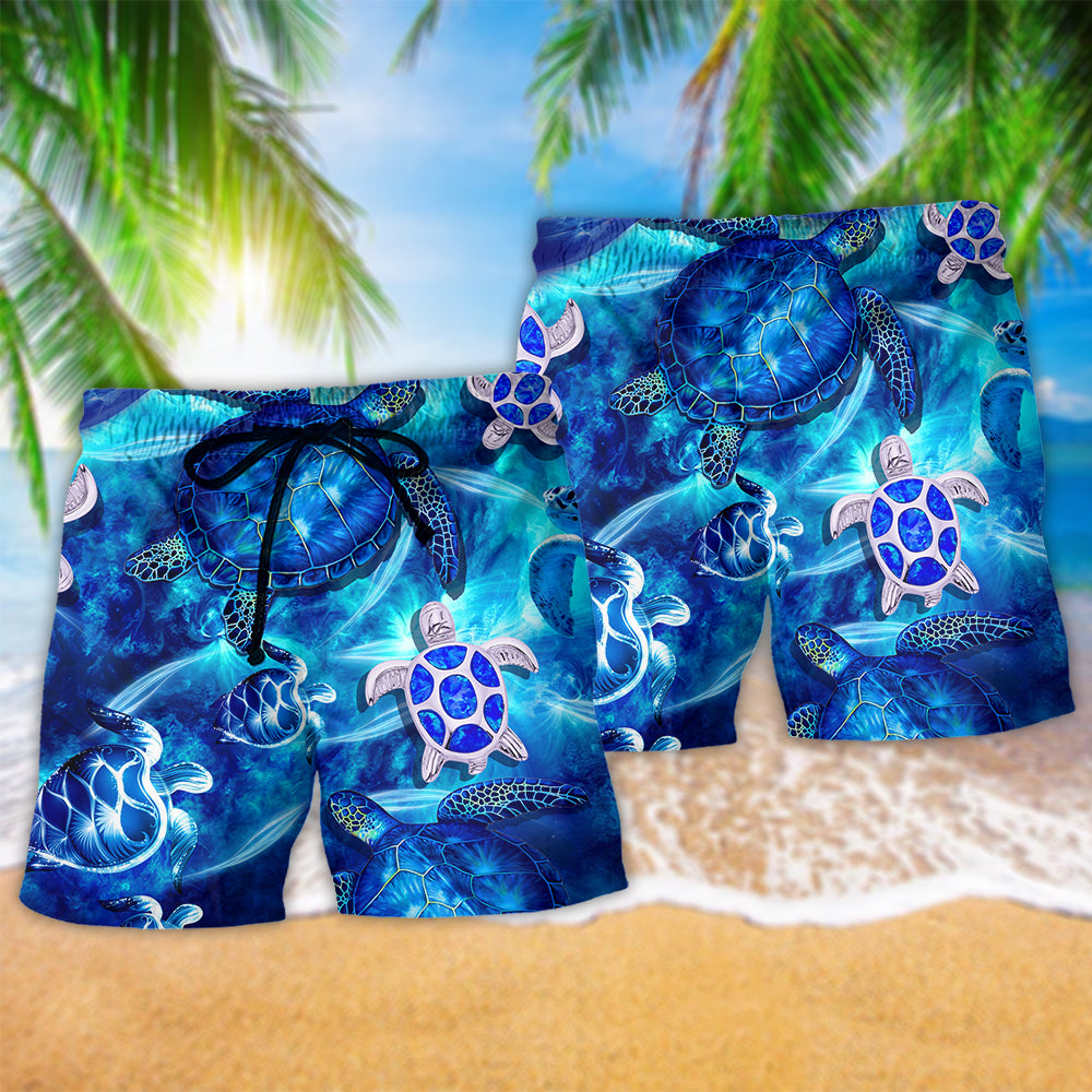 Turtle Go With The Flow Blue Ocean – Beach Short