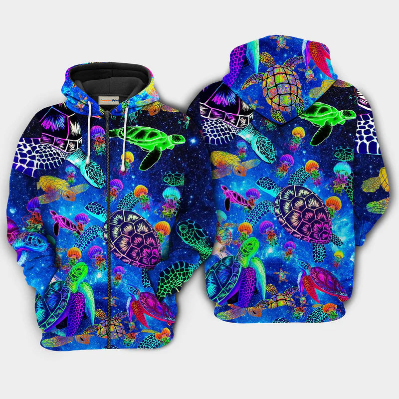 Turtle Sea Glow Art – 3D Hoodie