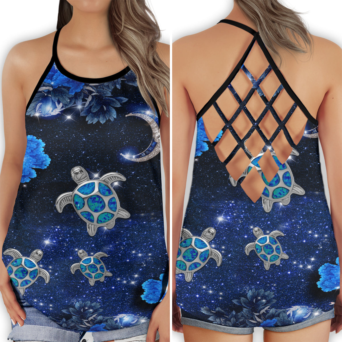 Turtle Moon Journey Dreamy Vibes - Hollow Tank Top