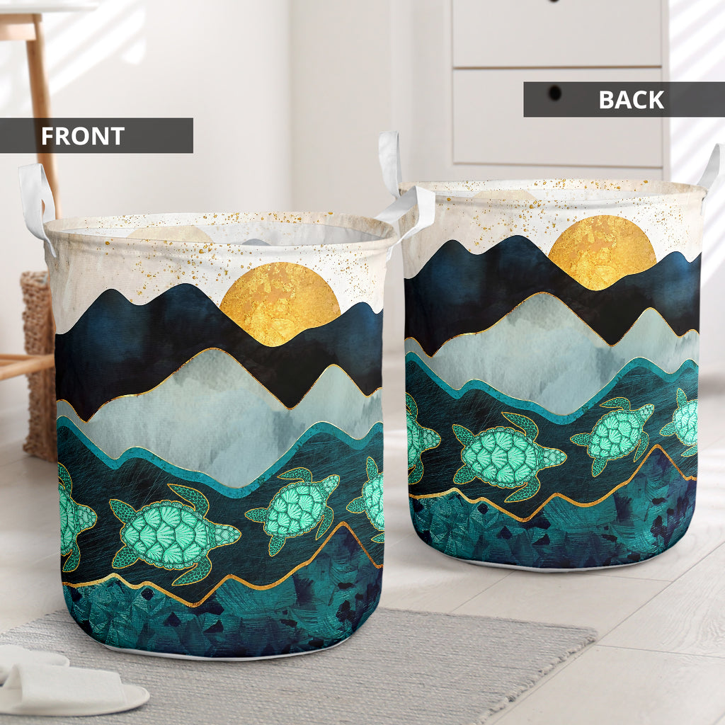 Turtle's Landscape With Sun - Laundry Basket - Owls Matrix LTD