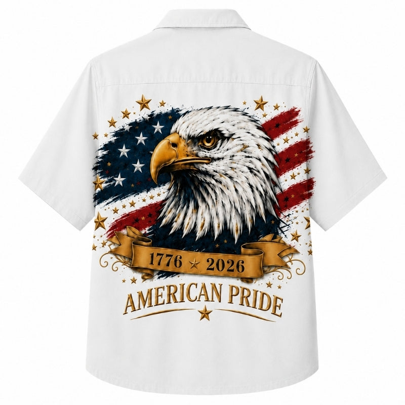 USA 250th Anniversary Wide Hawaiian Shirt- Eagle American Pride