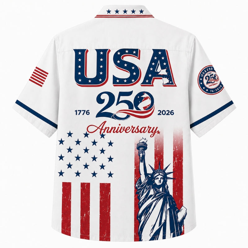 USA 250th Anniversary Wide Hawaiian Shirt - USA Liberty Anniversary