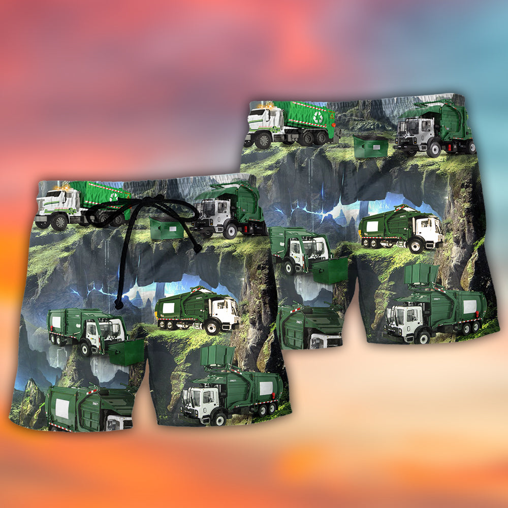 Waste Collector Truck Utility Art – Beach Short
