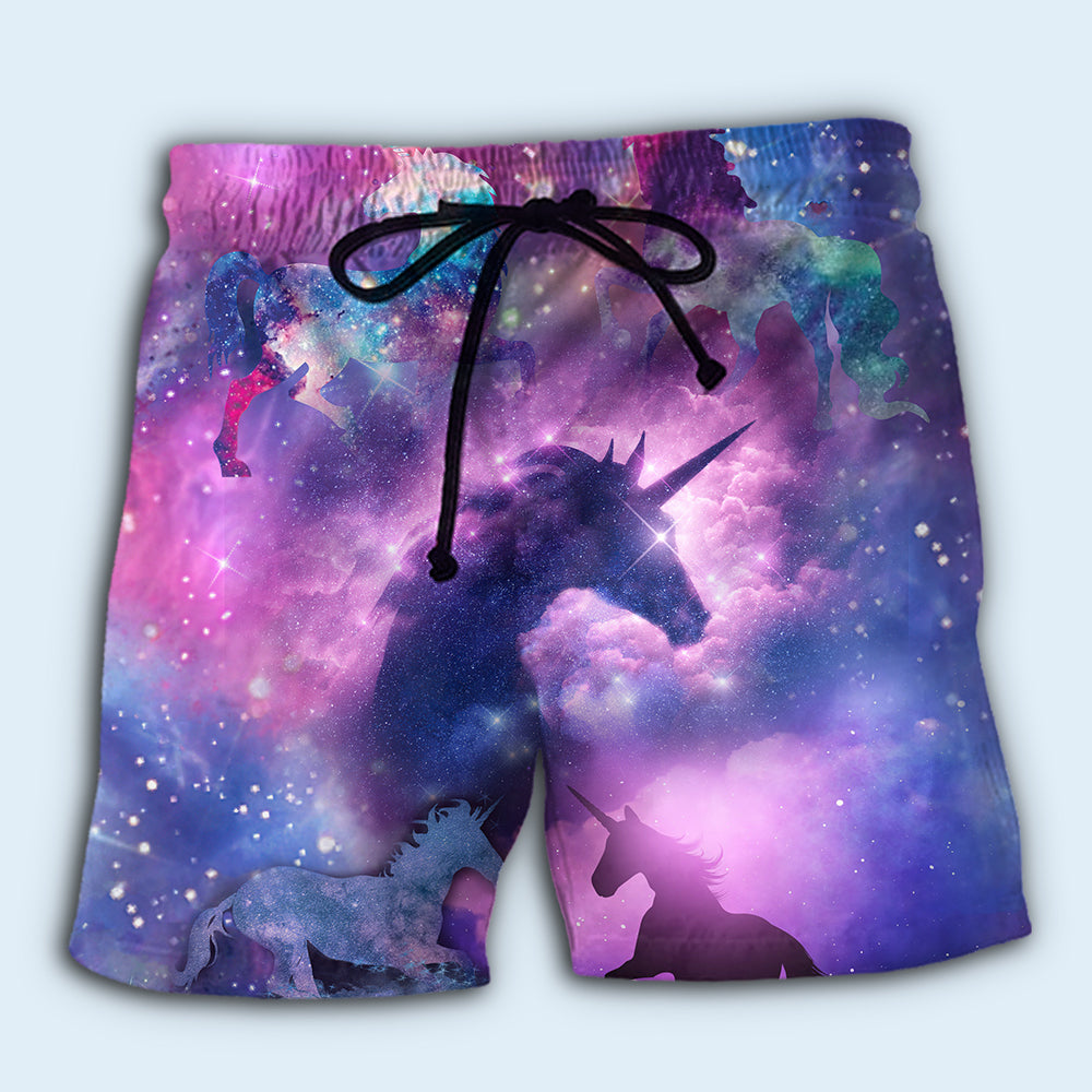 Unicorn Purple Galaxy Art Style – Beach Short