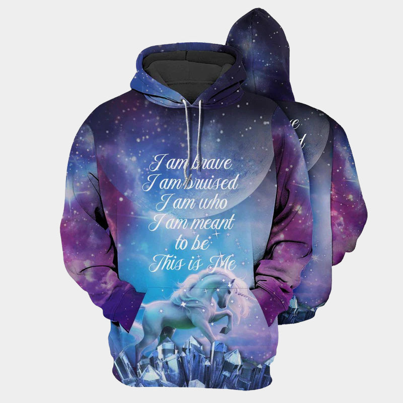 Unicorn I Am Brave Art – 3D Hoodie