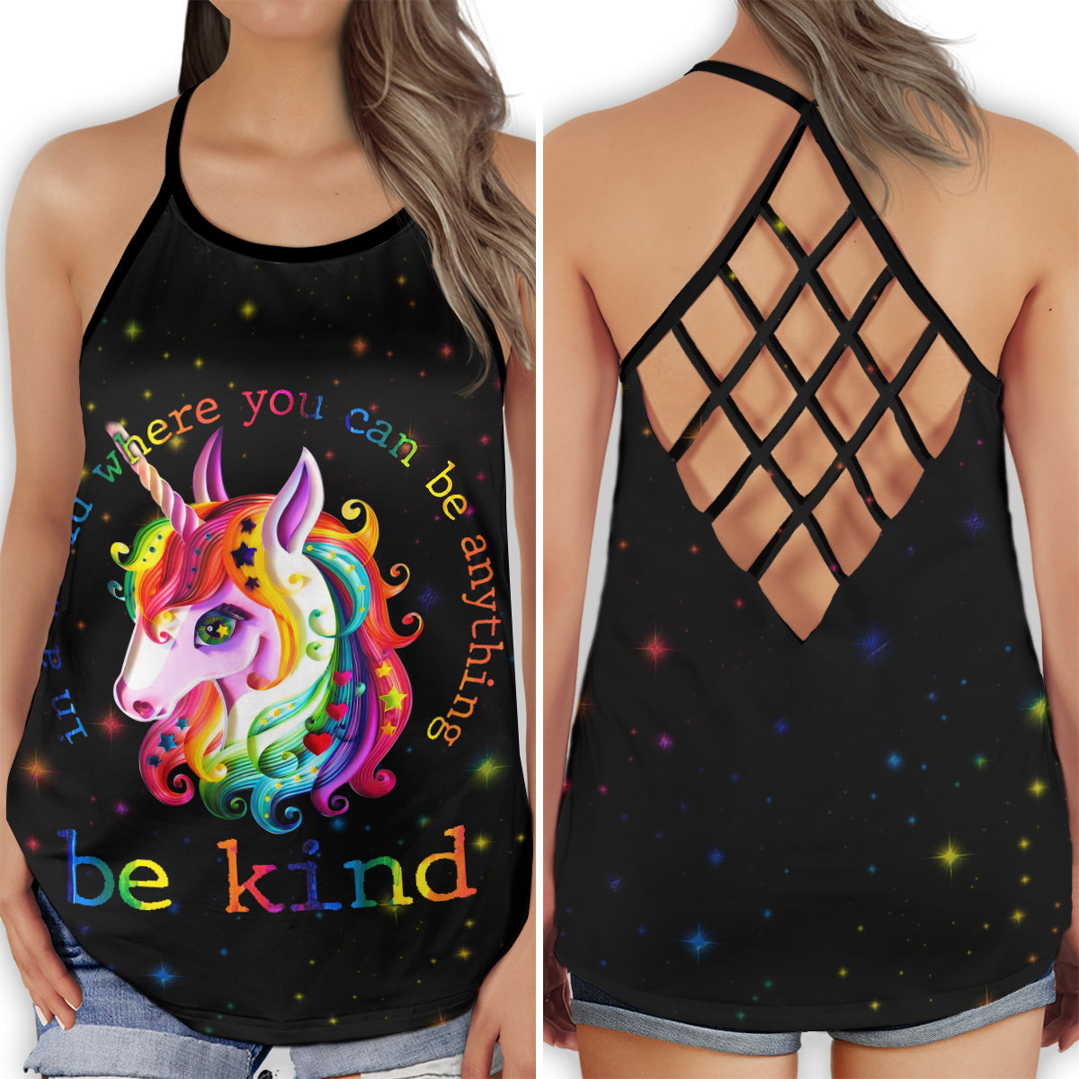 LGBT Unicorn Colorful Kindness Pride Fantasy Art Style - Hollow Tank Top