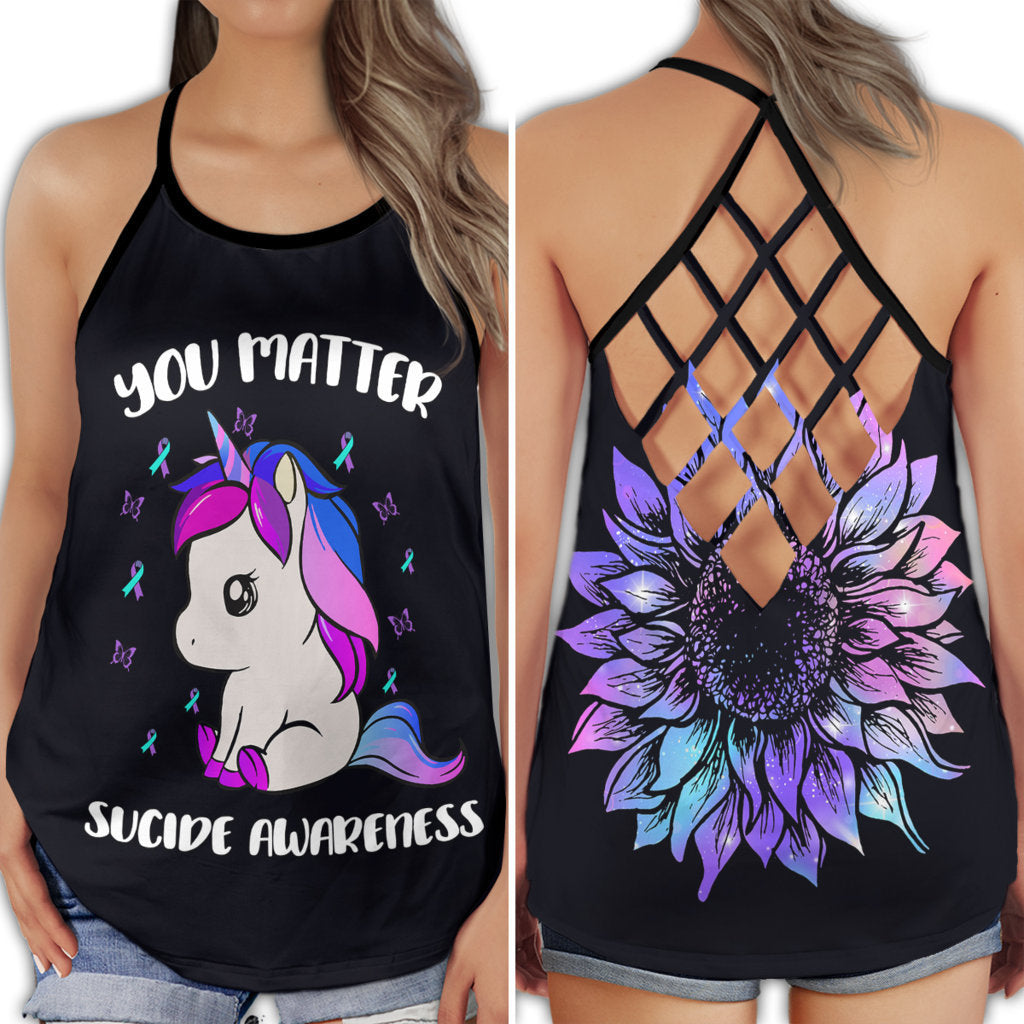 You Matter Unicorn Summer Flower Vibes - Hollow Tank Top