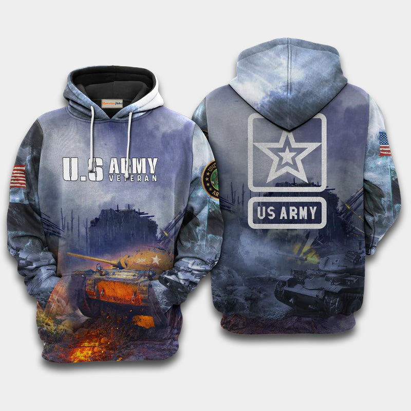 Veteran Army Tank Tribute Art – 3D Hoodie