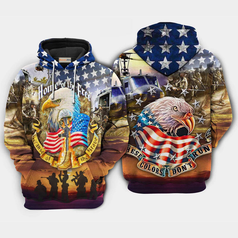 Veteran Eagle Color Dont Run Quote – 3D Hoodie