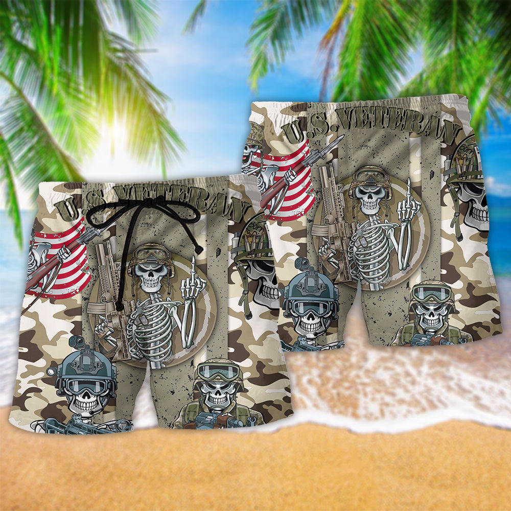 Veteran US Skull Honor Style – Beach Short