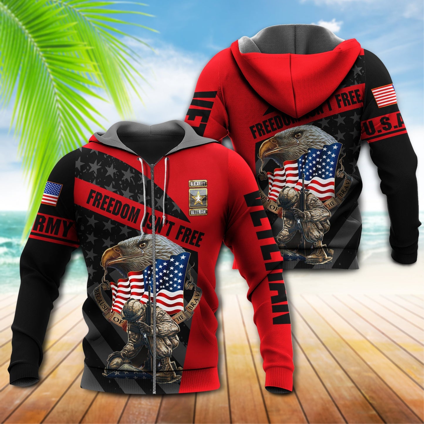 Veteran Army Tribute With Eagle - 3D Hoodie