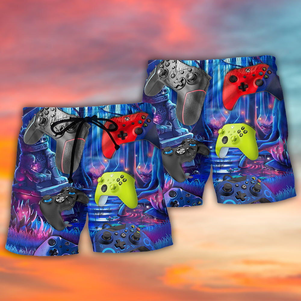 Video Games Style Play It Everyday - Beach Short - Owls Matrix LTD