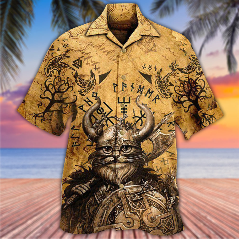 Viking Meows To Valhalla Funny Art – Hawaiian Shirt
