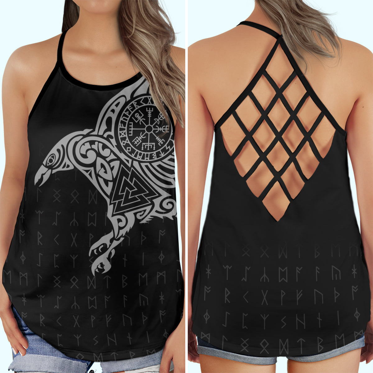 Viking Raven Black Norse Warrior – Hollow Tank Top