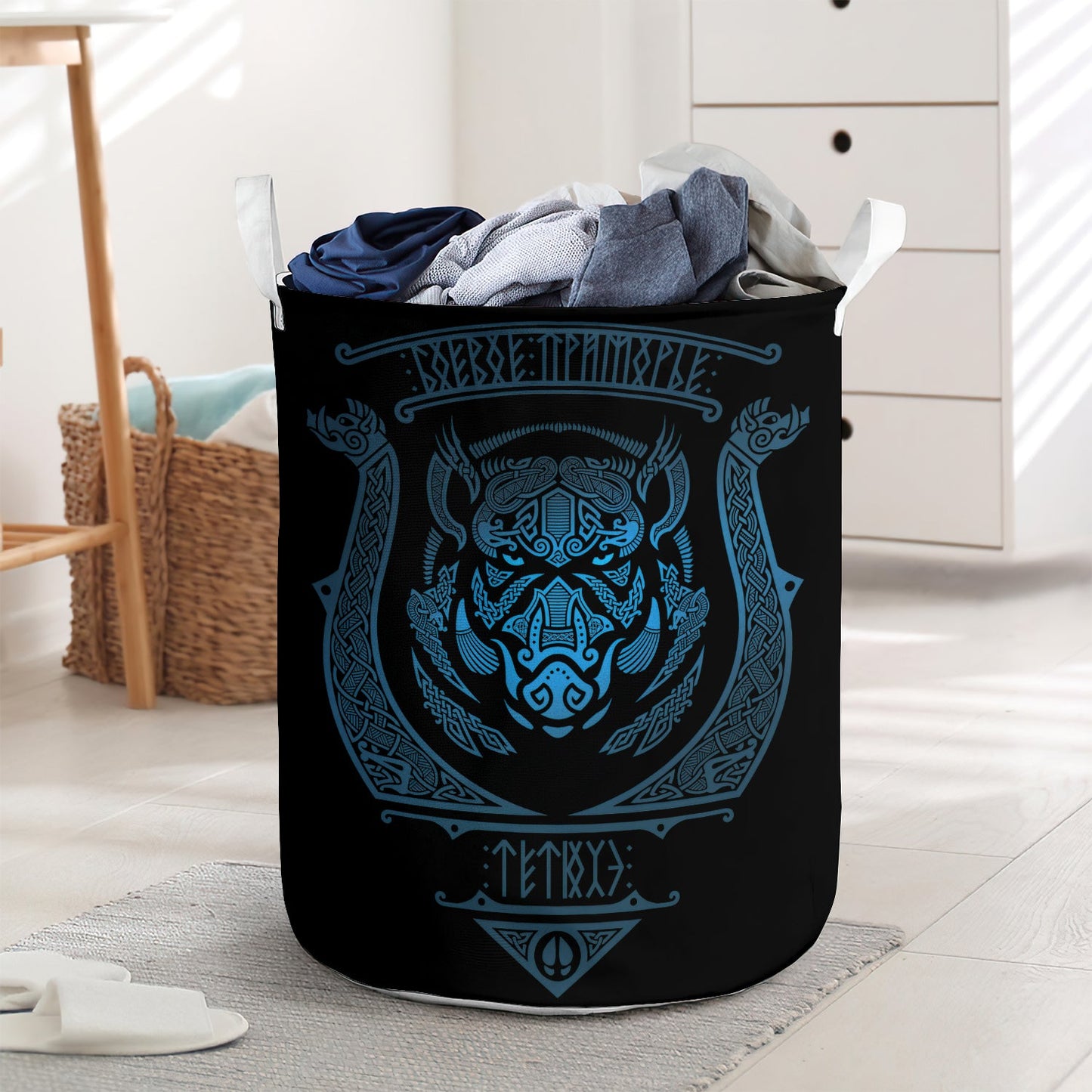 Viking tattoo blue black style - Laundry basket - LAUB14LIN020322 - Owls Matrix LTD