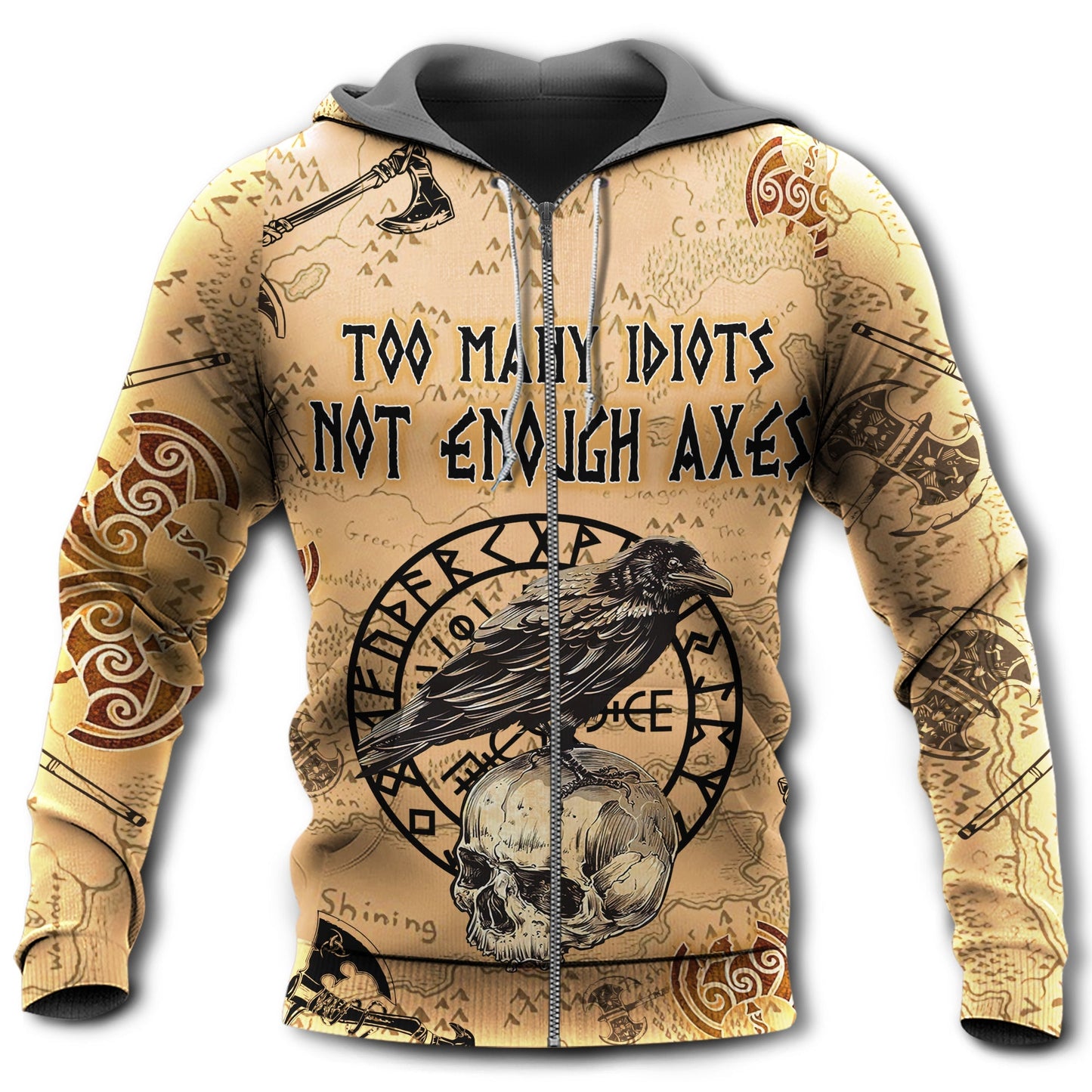 Viking Too Many Idiots Quote Art – 3D Hoodie